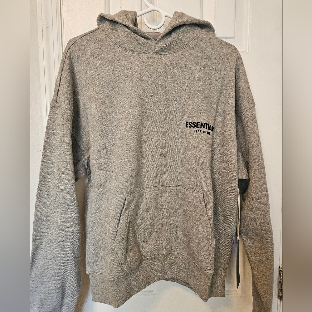 Essentials Men’s Grey Hoodie - Fear of God Sweatshirt Dark Oatmeal